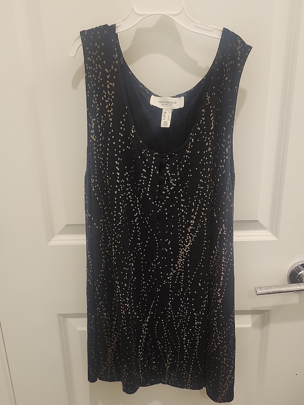 Addition Elle Black Polka Dot Print Tank Top w/ Buttons Womens XL
